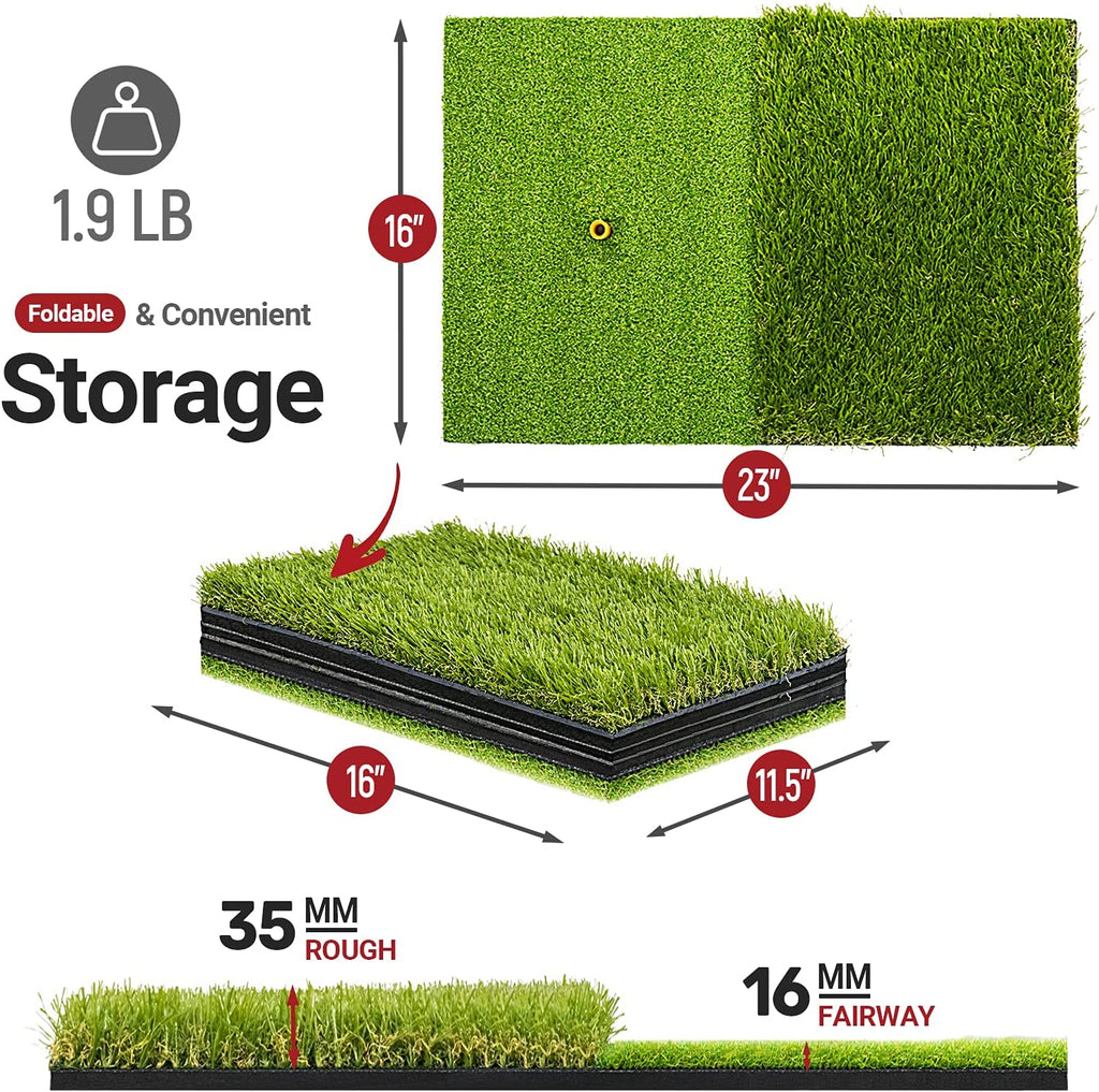 Premium Foldable Heavy-Duty Golf Hitting Mat with 10mm EVA Backing - Perfect for Indoor/Outdoor Swing & Chipping - Ideal Golf Gift for Men & Women