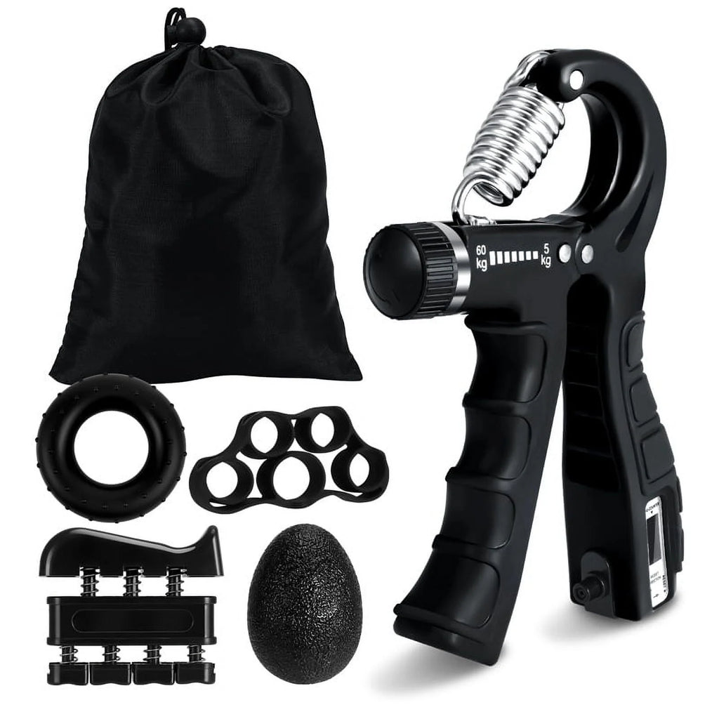 Ultimate 6 Pack Grip Strength Trainer Kit - Adjustable Resistance Hand Grippers & Forearm Workout Ring for Muscle Building & Injury Recovery