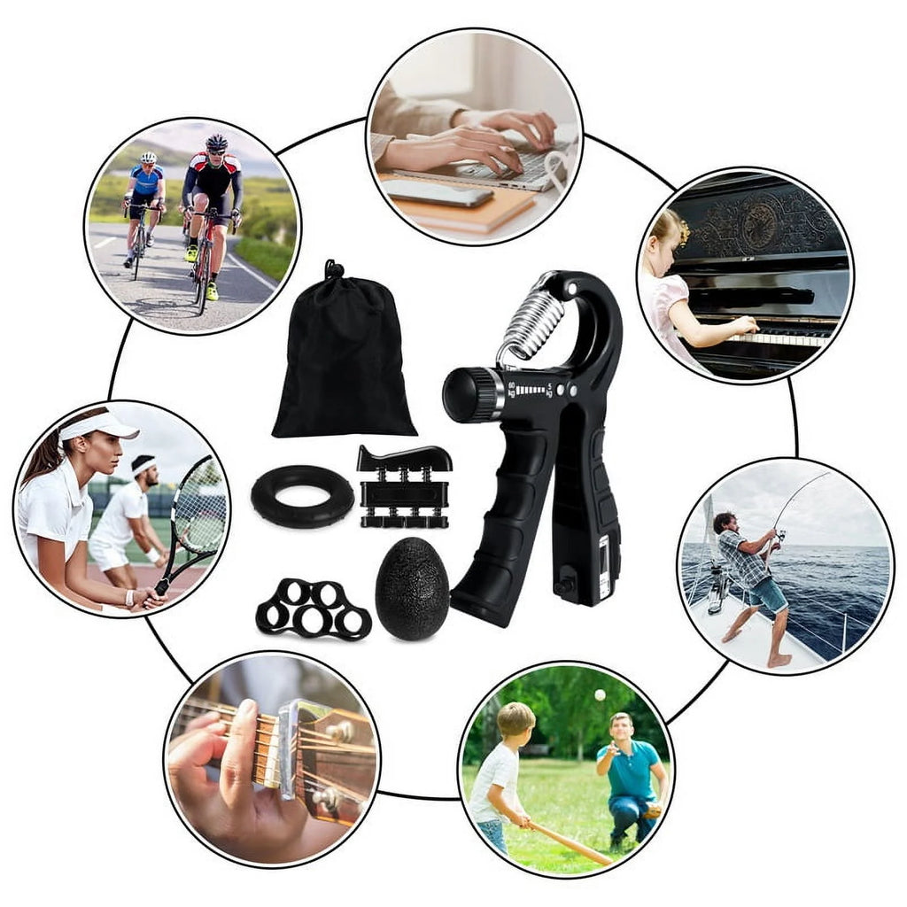 Ultimate 6 Pack Grip Strength Trainer Kit - Adjustable Resistance Hand Grippers & Forearm Workout Ring for Muscle Building & Injury Recovery