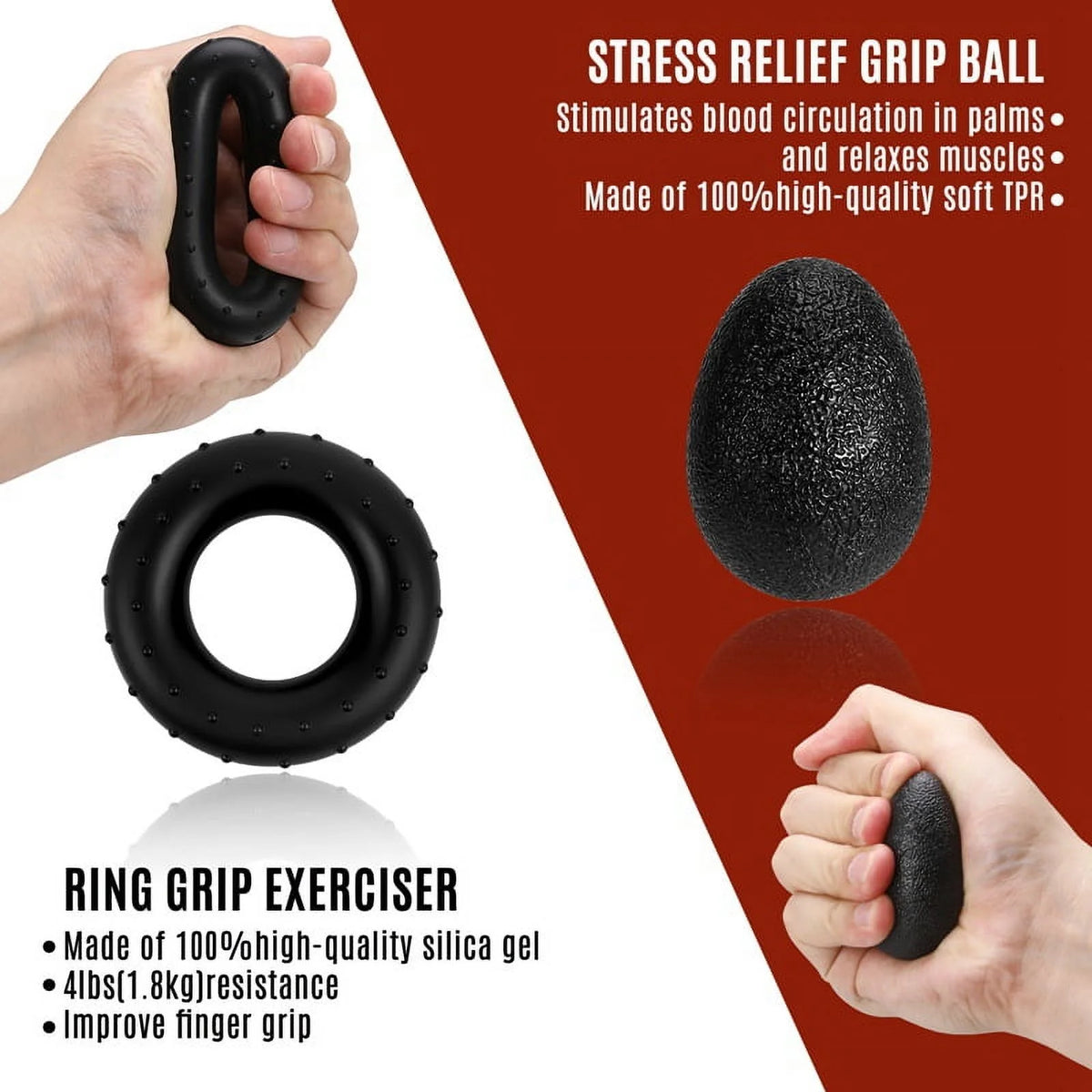 Ultimate 6 Pack Grip Strength Trainer Kit - Adjustable Resistance Hand Grippers & Forearm Workout Ring for Muscle Building & Injury Recovery