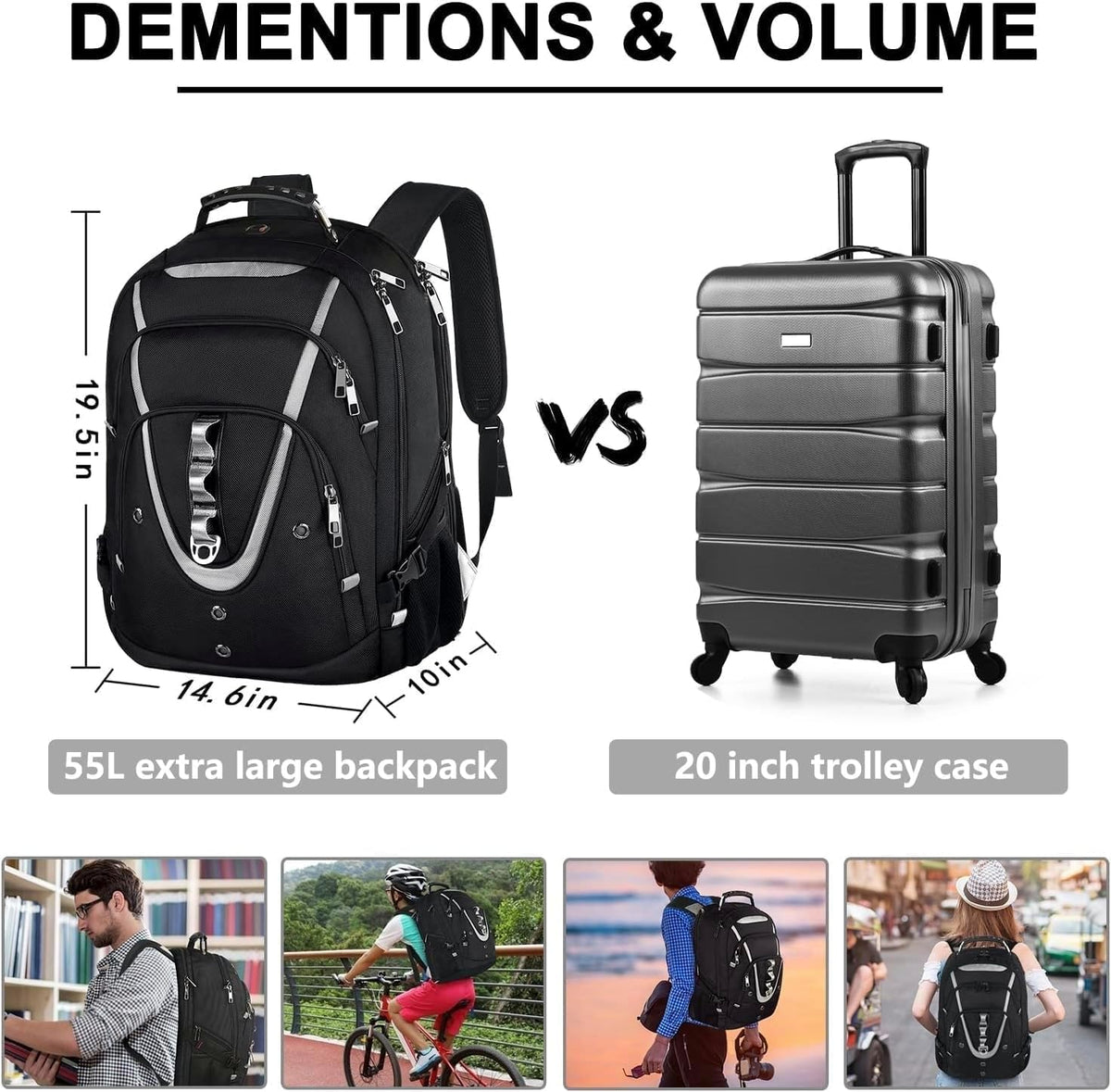 Extra Large 18.4" Laptop Backpack for Men - 55L-60L Travel & Work Companion