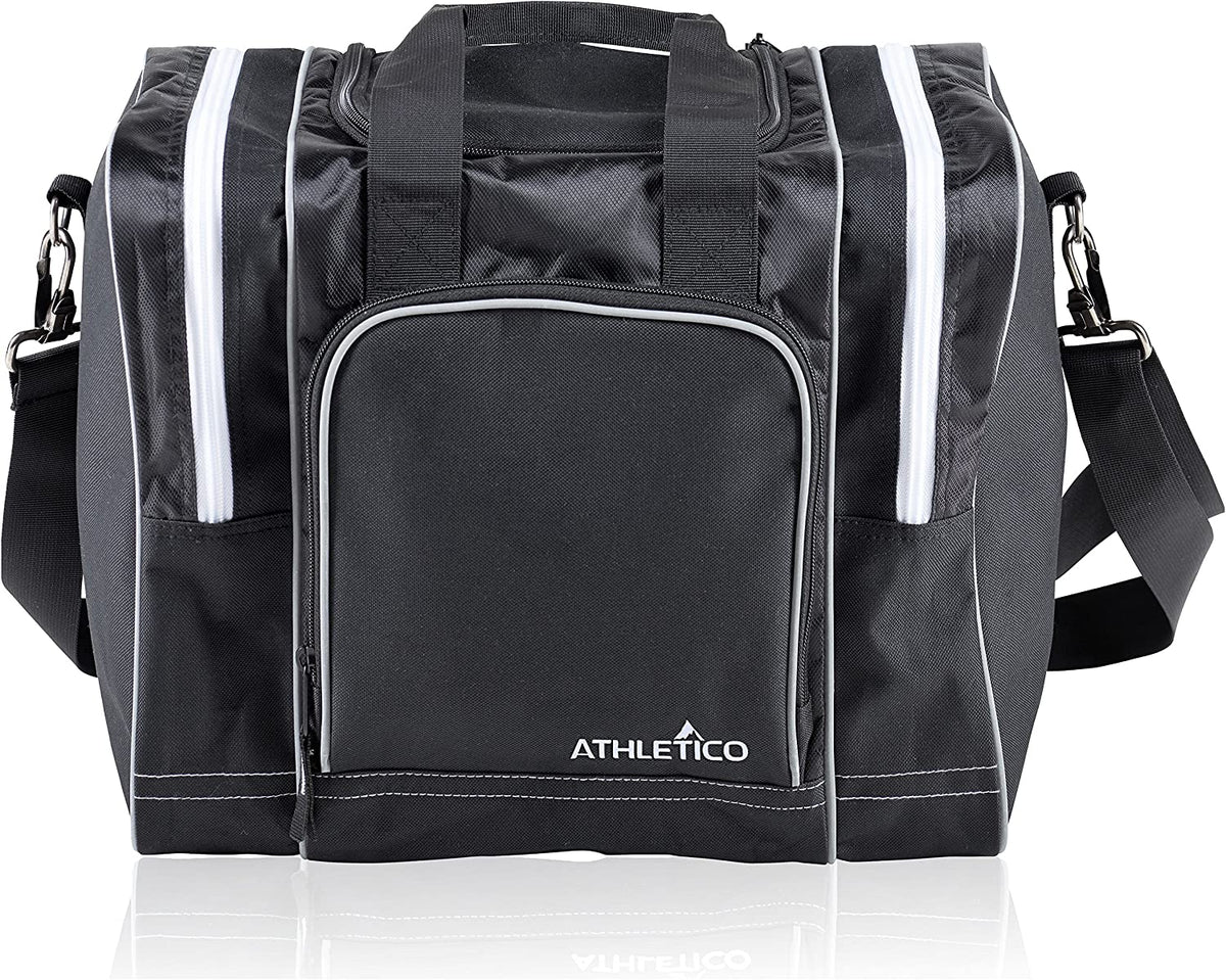 Bowling Bag for Single Ball - Single Ball Tote Bag with Padded Ball Holder - Fits a Single Pair of Bowling Shoes up to Mens Size 14