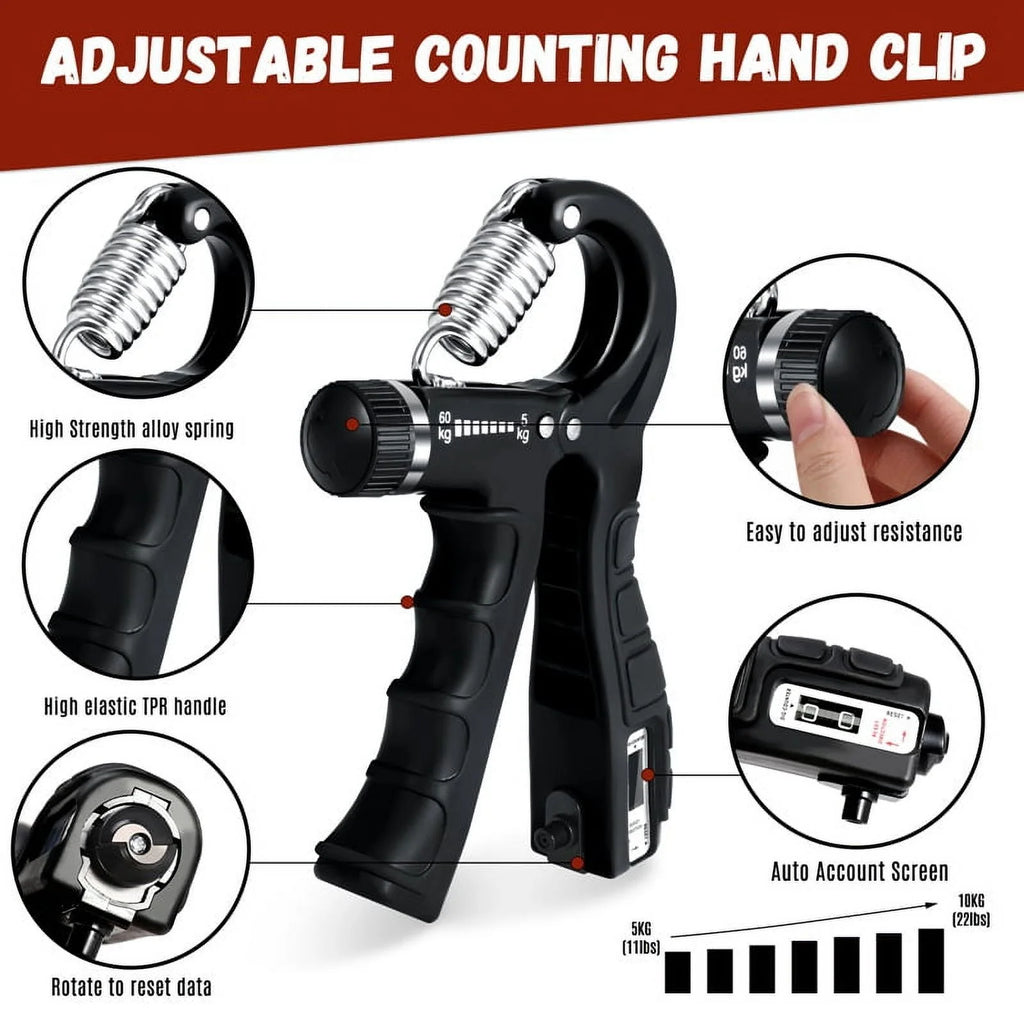 Ultimate 6 Pack Grip Strength Trainer Kit - Adjustable Resistance Hand Grippers & Forearm Workout Ring for Muscle Building & Injury Recovery